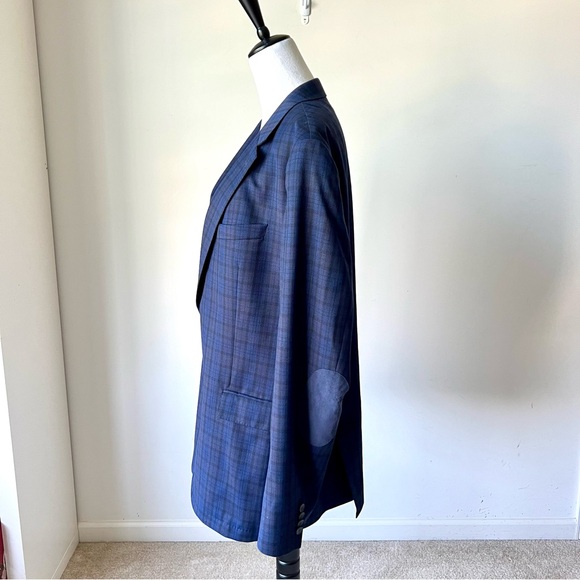 SARAR Men’s Navy and Black Plaid Wool Nadia Blazer—SZ. 48R - Picture 3 of 17